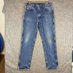 Wrangler FR Jeans Mens 35x36 Blue 31MWZ Flame Resistant Workwear Distressed HRC2